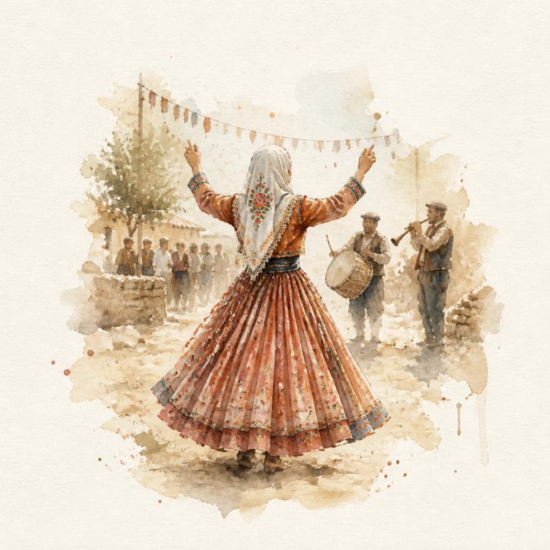Fistan Giymiş Kırmalı